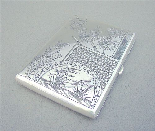 fig 2. VICTORIAN SILVER AESTHETIC MOVEMENT CARD CASE BY LEVI & SALAMAN, BIRMINGHAM 1879