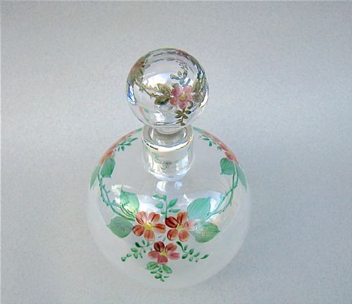 Silver Mounted Enamel Glass Scent Bottle by Selfridges & Co, London 1913