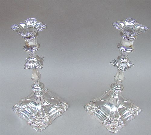 Pair of Georgian Old Sheffield Plate Candlesticks, Circa 1820