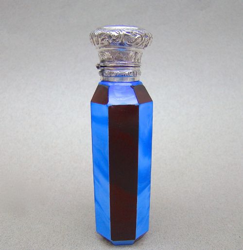 fig 1. RARE SILVER MOUNTED FRENCH LITHYALIN GLASS SCENT BOTTLE, CIRCA 1860