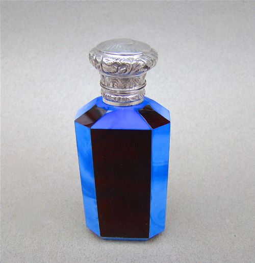 fig 2. RARE SILVER MOUNTED FRENCH LITHYALIN GLASS SCENT BOTTLE, CIRCA 1860