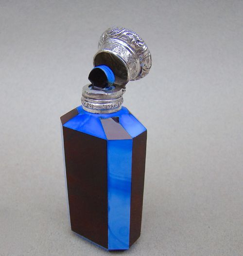 fig 3. RARE SILVER MOUNTED FRENCH LITHYALIN GLASS SCENT BOTTLE, CIRCA 1860