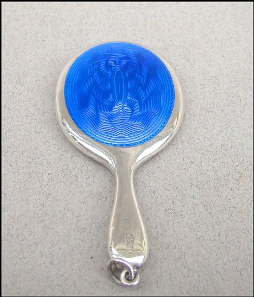 fig 2. ART DECO SILVER & GUILLOCHE ENAMEL MINIATURE PURSE MIRROR BY HENRY WILLIAMSON, BIRMINGHAM CIRCA 1930