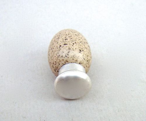 fig 2. MINIATURE SILVER & PORCELAIN SPECKLED EGG SCENT BOTTLE , CIRCA 1880