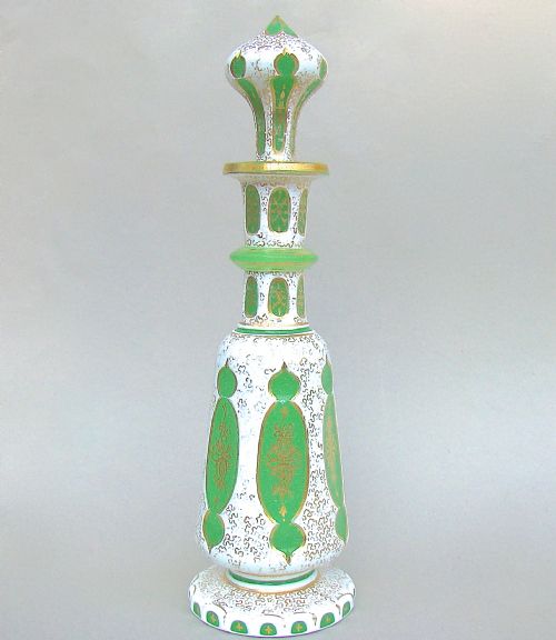 Bohemian Overlay Gilt Glass Scent Bottle, Circa 1860
