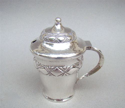 fig 3. ARTS & CRAFT SWEDISH SILVER MUSTARD POT BY A. NIELSEN, IMPORT MARKS FOR SWEDEN 1920