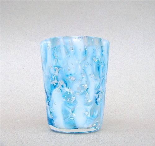 Victorian Vaseline Turquoise Mottled Shot Glass, Circa 1890