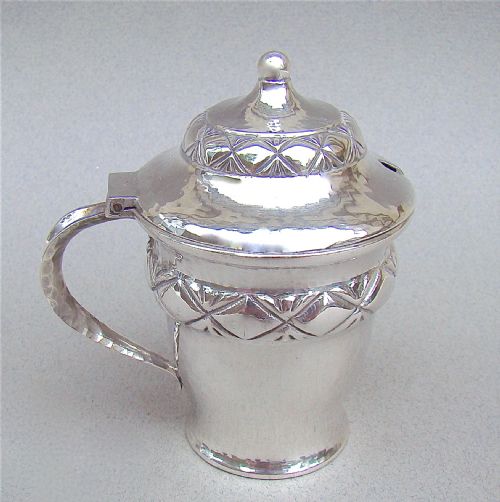 Arts & Craft Swedish Silver Mustard Pot by A. Nielsen, Import Marks for Sweden 1920
