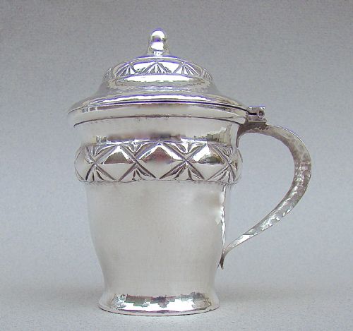 fig 1. ARTS & CRAFT SWEDISH SILVER MUSTARD POT BY A. NIELSEN, IMPORT MARKS FOR SWEDEN 1920