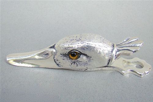 Novelty Silver Plated Duck Head Paper Clip, Circa 1920