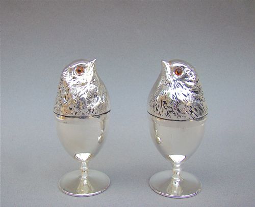 Pair of Edwardian Silver Plated Novelty "Chick" Egg Cup, Circa 1900