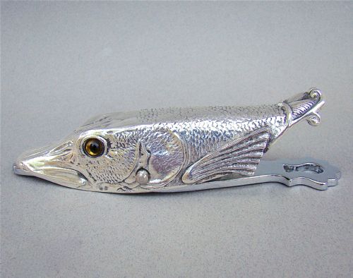 Novelty Silver Plated Paper Clip Modelled as a Pike , Circa 1920