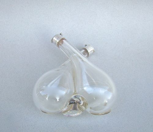 fig 3. EDWARDIAN SILVER MOUNTED OIL & VINEGAR BOTTLE SET BY WILLIAM HENRY SPARROW, BIRMINGHAM 1910