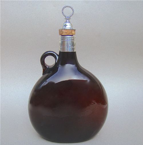 fig 1. MID 19TH CENTURY OLD SHEFFIELD PLATE & AMBER  GLASS FLAGON, CIRCA 1860