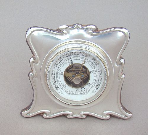 Rare Art Nouveau Silver Barometer by R J Trevitt & Sons, Chester 1903