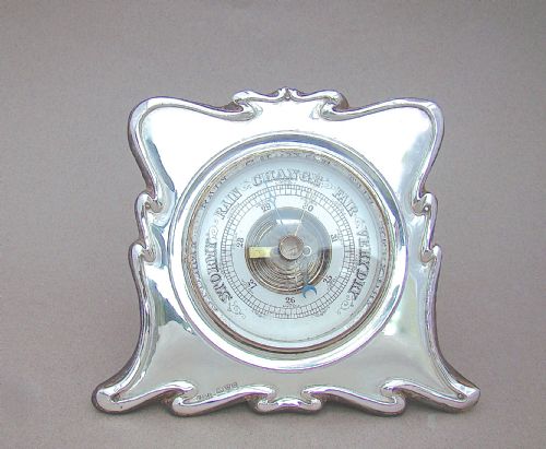 fig 1. RARE ART NOUVEAU SILVER BAROMETER BY R J TREVITT & SONS, CHESTER 1903