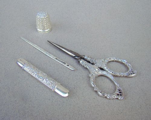 fig 1. VICTORIAN SILVER CASED SEWING SET OR NECESSAIRE BY LEVI & SALAMAN, BIRMINGHAM 1890