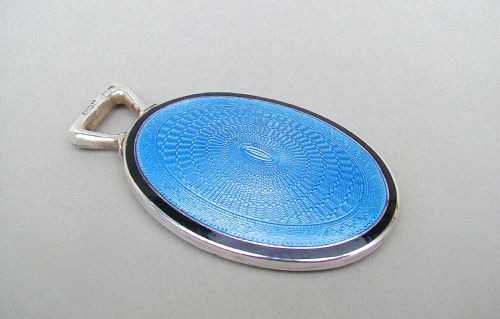 Art Deco Silver & Enamel Purse Mirror by Henry Matthews, Birmingham 1923

