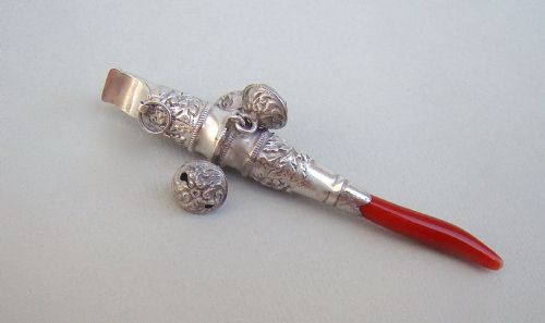 Victorian Silver & Coral Rattle, Circa 1880
