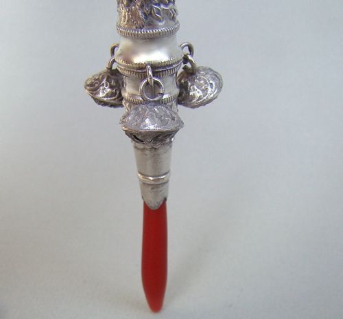 fig 1. VICTORIAN SILVER & CORAL RATTLE, CIRCA 1880