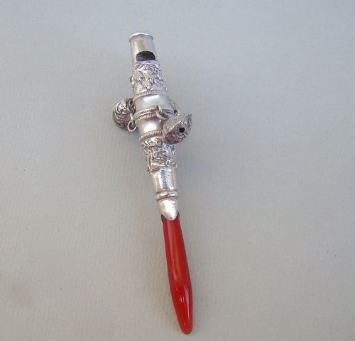 fig 2. VICTORIAN SILVER & CORAL RATTLE, CIRCA 1880