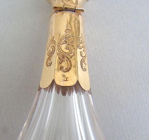 fig 2. 19TH C. FRENCH GOLD MOUNTED CRYSTAL SCENT BOTTLE, FRENCH PROVINCIAL MARKS, CIRCA 1850