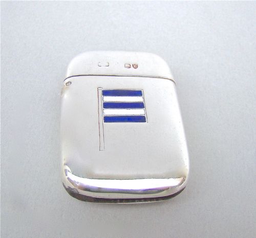 Of Naval Interest, a Sampson Mordan Victorian Silver and Enamel Flag Vesta Case, London 1880