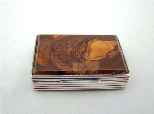 Georgian Silver Mounted Hardstone Snuff Box, Circa 1800