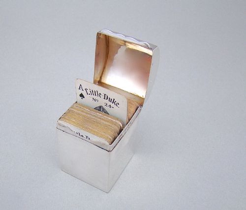 Miniature Victorian Silver Patience Card Box by Nathan & Hayes, Chester 1898

