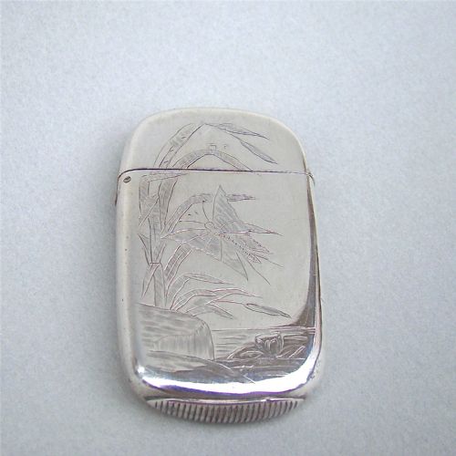 Victorian Aesthetic Movement Silver Vesta Case by Howard James, Birmingham 1881