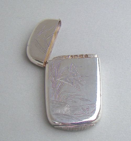 fig 1. VICTORIAN AESTHETIC MOVEMENT SILVER VESTA CASE BY HOWARD JAMES, BIRMINGHAM 1881