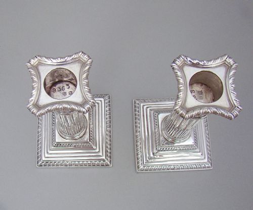 fig 2. PAIR OF GEORGE V STERLING SILVER CORINTHIAN COLUMN CANDLESTICKS BY THOMAS BRADBURY & SONS, SHEFFIELD 1915