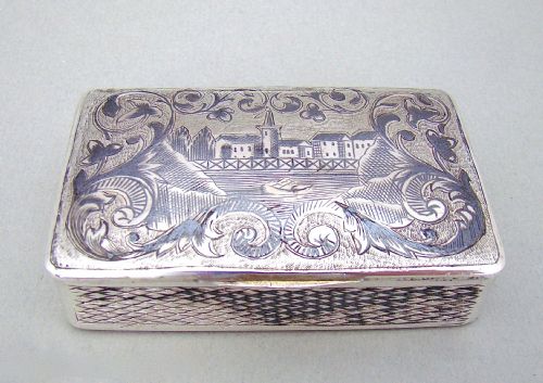 Russian Silver and Niello Enamel Snuff Box by Alexander Fuld, Moscow Circa 1880