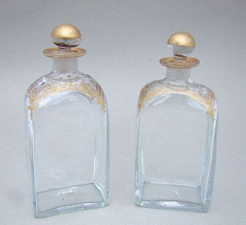 Pair of Georgian Gilt Glass Cologne Bottles , Circa 1795