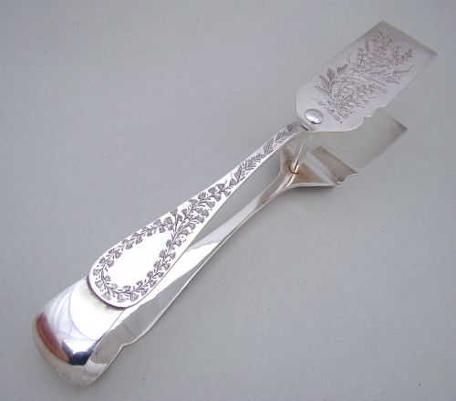 fig 2. CASED PAIR OF VICTORIAN SOLID SILVER ASPARAGUS TONGS BY HILLIARD & THOMASON, BIRMINGHAM 1900