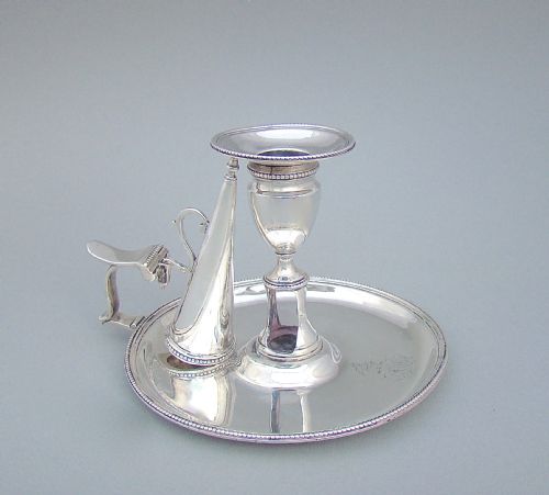 fig 1. FINE GEORGIAN SILVER CHAMBERSTICK BY WILLIAM ABDY II, LONDON 1794
