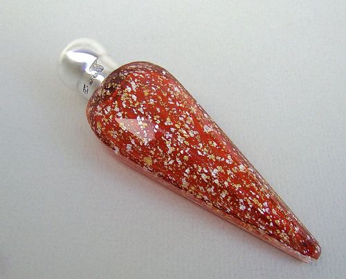 Rare Victorian Silver and Speckled Cranberry Glass Scent Bottle by Charles May, Birmingham 1890