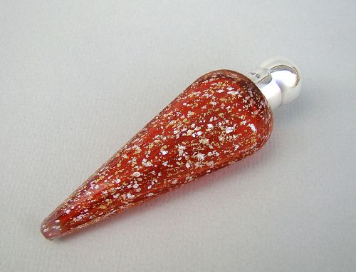 fig 1. RARE VICTORIAN SILVER AND SPECKLED CRANBERRY GLASS SCENT BOTTLE BY CHARLES MAY, BIRMINGHAM 1890