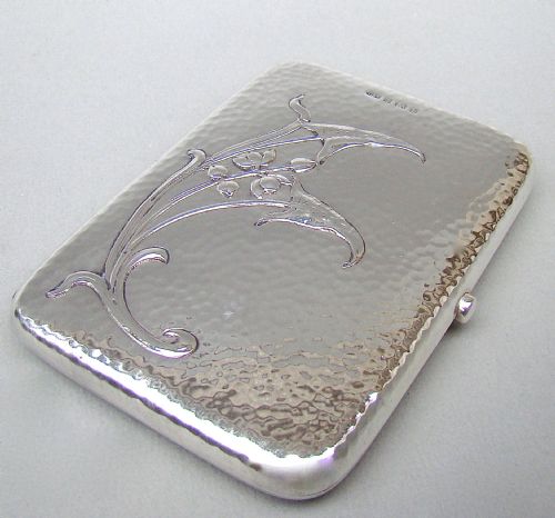 fig 1. RARE SILVER ARTS & CRAFT MOVEMENT CARD CASE & AIDE MEMOIRE BY DEAKIN & FRANCIS, BIRMINGHAM 1901