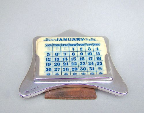fig 2. ELEGANT ART DECO SILVER MOUNTED PERPETUAL CALENDAR BY CLARK & SEWELL, CHESTER 1923
