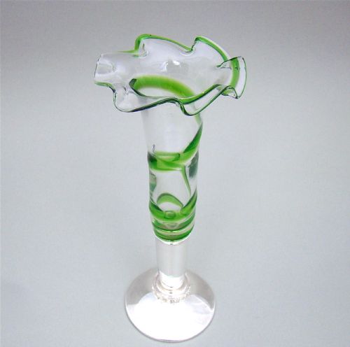 fig 2. EDWARDIAN SILVER PLATED AND TRAILED GLASS SPECIMEN GLASS VASE, CIRCA 1900