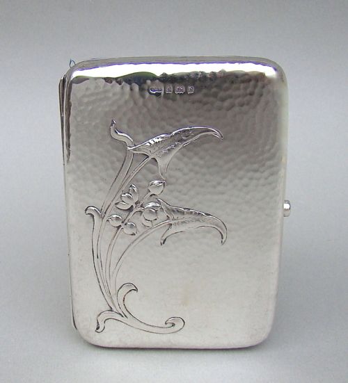 Rare Silver Arts & Craft Movement Card Case & Aide Memoire by Deakin & Francis, Birmingham 1901