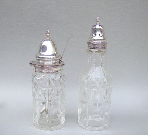 Pair of Victorian Silver Mounted Dry Mustard and Pepper Jars by Barnard & Sons, London 1870