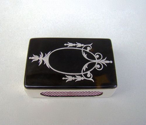 Art Deco Silver & Pique Tortoiseshell Match Box Cover, London 1926