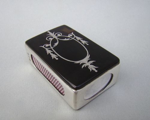 fig 2. ART DECO SILVER & PIQUE TORTOISESHELL MATCH BOX COVER, LONDON 1926