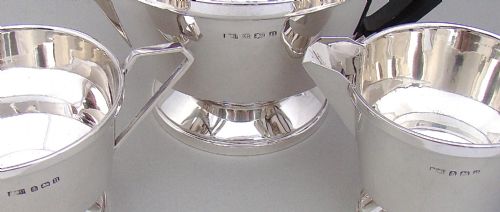 fig 3. ART DECO SOLID SILVER THREE PIECE TEA SERVICE BY A. DAVENPORT, BIRMINGHAM 1932