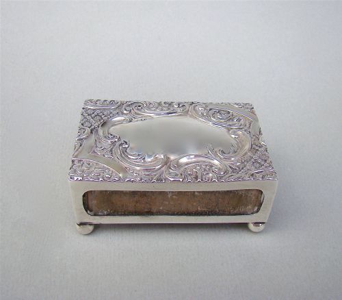 Edwardian Silver Match Box Cover by Crisford & Norris. Birmingham 1900
