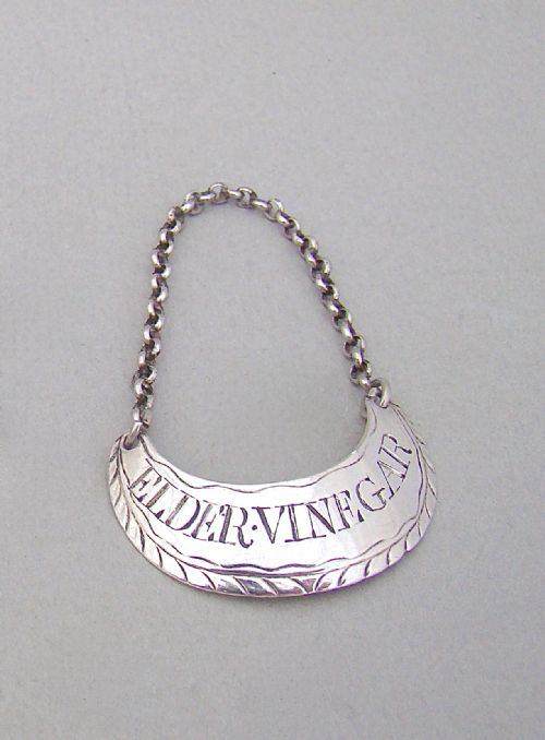 Rare Georgian Silver "Elder Vinegar" Sauce Label, Unmarked, Circa 1770