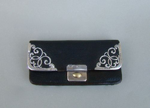 Art Nouveau Silver & Leather Purse by Cohen & Charles,  Birmingham 1906