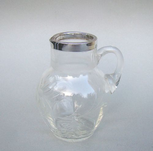 fig 2. EDWARDIAN SILVER MOUNTED ENGRAVED GLASS CREAM JUG BY ROBERT PRINGLE, LONDON 1906